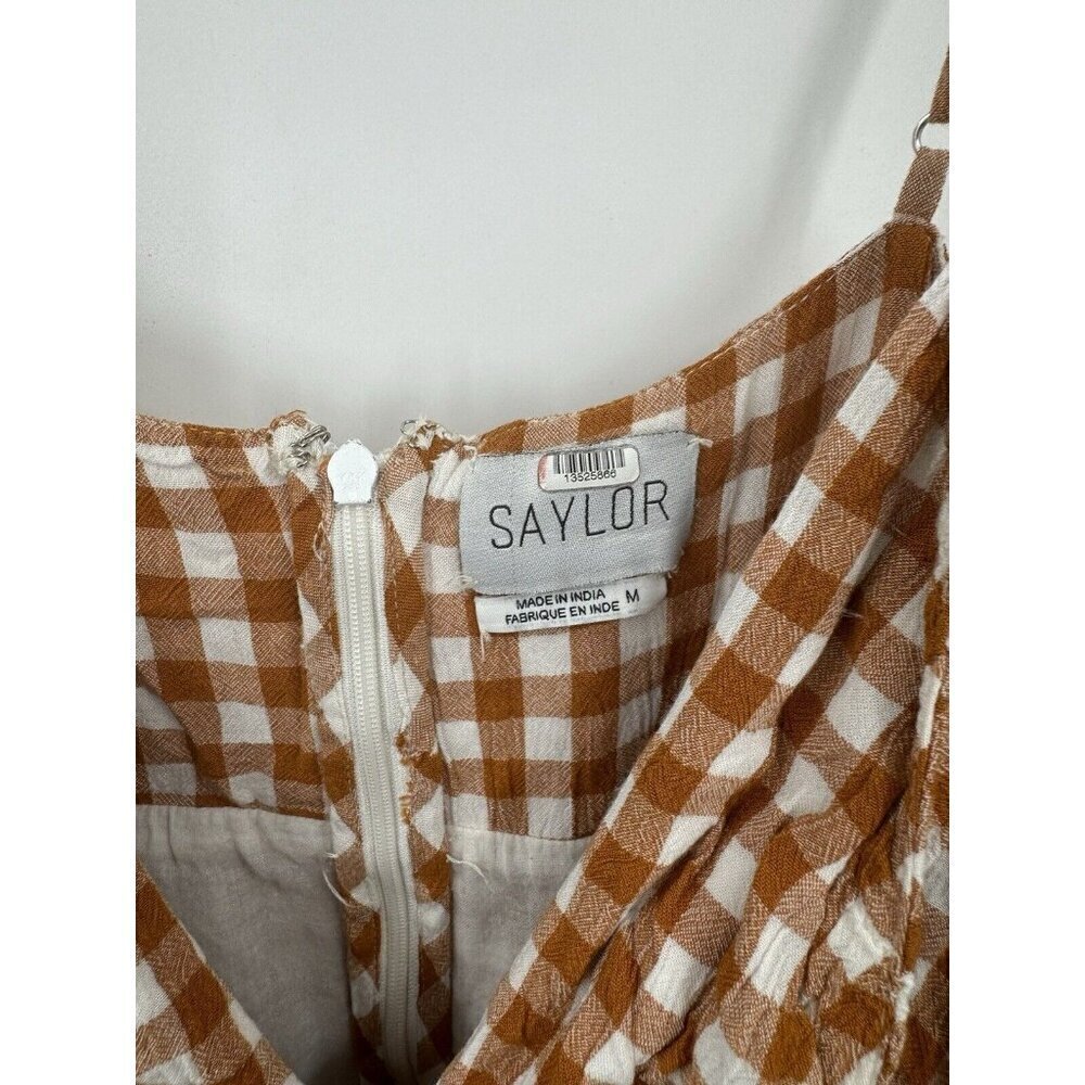 Saylor Jumpsuit Women Medium Orange White Bohemian Wide Leg Western Gingham RTR - Picture 4 of 15